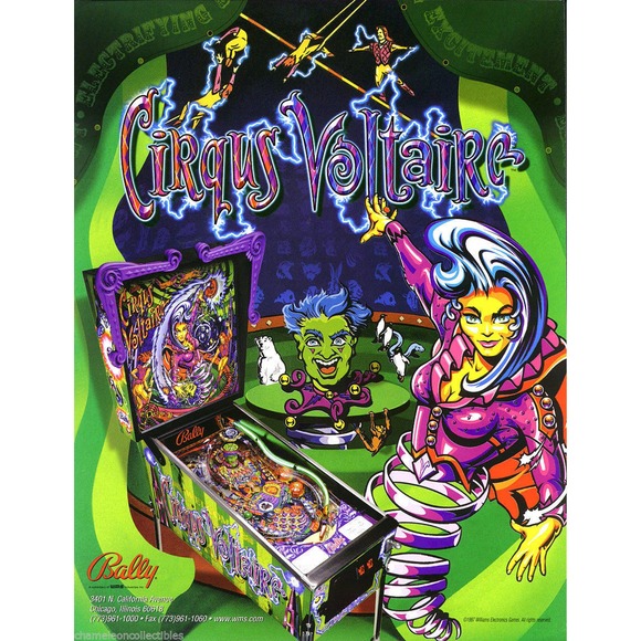 Cirqus Voltiare Pinball FLYER Original NOS 1997 Circus Artwork Fantasy - Picture 1 of 4